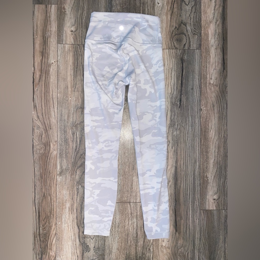 Lululemon, Ribbed material, light grey leggings with a slight hint of lavender